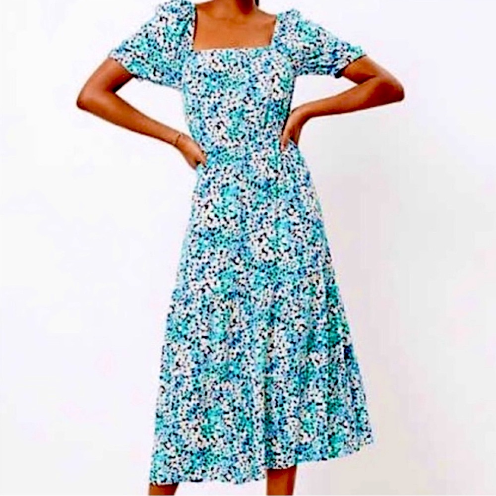 LOFT Blue Floral Maxi Dress